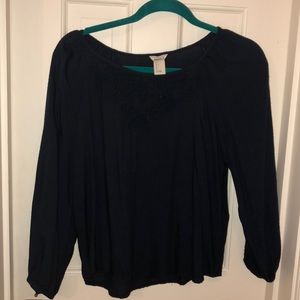 Forever 21 navy detailed blouse